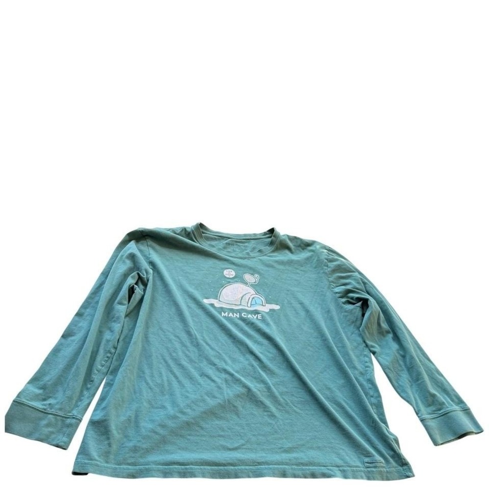Life Is Good Mens Man Cave Igloo Crusher Long Sleeve T-Shirt XL Teal‎ DadCore